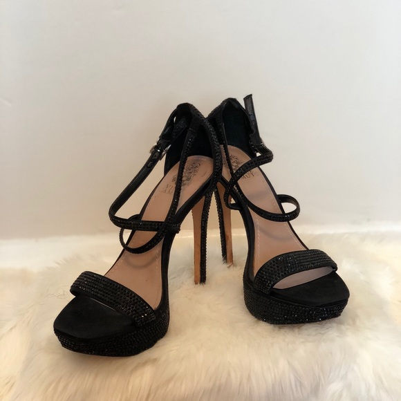 VINCE CAMUTO Black Studded Strappy Sandal SZ 7 1/2 - Picture 3 of 4